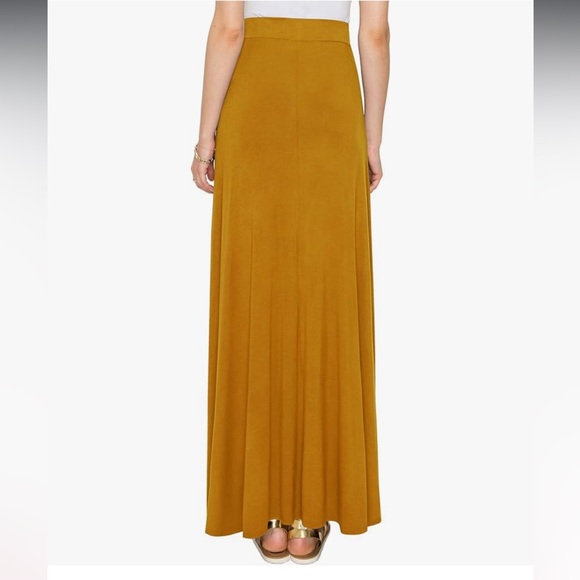 🍂 NWT | Lock & Love | Fall Mustard Amber Yellow Flowy Maxi Skirt XS - Picture 5 of 15